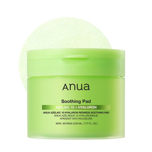 ANUA Azelaic 10 Hyaluron Redness Soothing Pad, Troubled & Spot Care, Quick & Easy Stretchable Facial Mask with Azelaic acid, Hyaluronic Acid, Korean Skincare (90 pads)