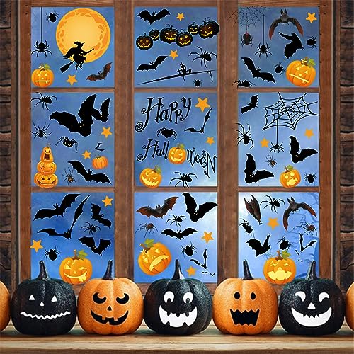 Pumpkin Spider Bats Halloween Window Clings for Home Decor - Variation: Pumpkin