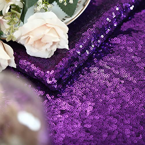 Purple Sequin Tablecloth 50x50 Inch Square Glitter Table Cover for Events & Parties