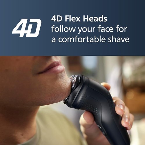 Philips Norelco Shaver 1100 Series - Dry Electric Shaver with 27 ComfortCut Blades | 4D Floating Heads, Deep Black