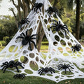 Halloween Outdoor Decoration Giant Spider Web with Black Fake Spiders - White & Black Variations
