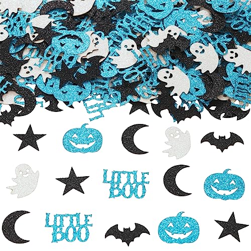 Blue Little Boo Confetti Set for Halloween Party & Baby Shower - 200 Pieces