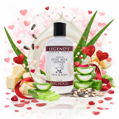 Legend's Creek Farm Goat Milk Lotion - Deeply Moisturizing Body Lotion with Shea Butter & Aloe - 9 oz (Patchouli)