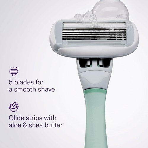 Flamingo Razors for Women, 1 Razor (Sage) Handle, 1 Razor Blade Refill, and 1 Shower Holder