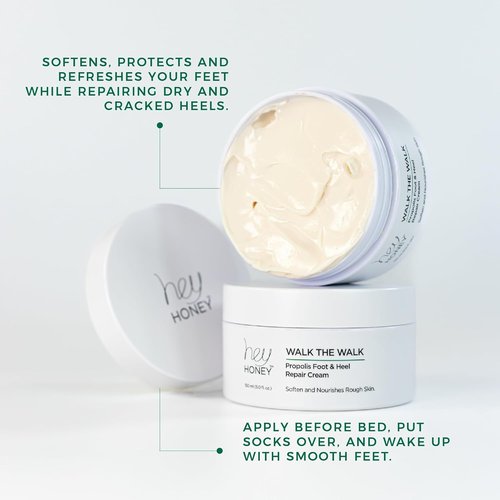 Hey Honey Walk the Walk Propolis Foot & Heel Cream - 72-Hour Hydration & Callus Remover | 5 oz