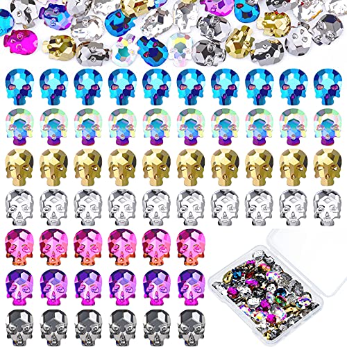 Halloween Skull Nail Charms Set - 70 3D Rhinestone Nail Art Decorations
