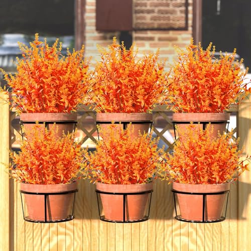 Artificial Fall Lavender Flowers Set - 20 Bundles Outdoor Faux Plants, UV Resistant, Gold Yellow