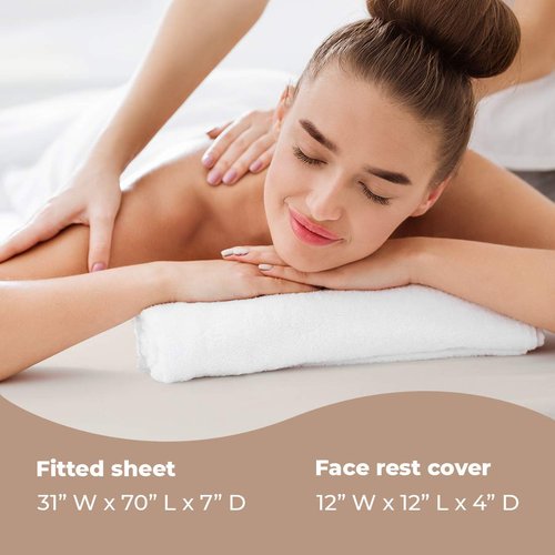 ForPro Professional Collection Waterproof Massage Table Cover - Machine Washable Spa Sheet Set, Natural
