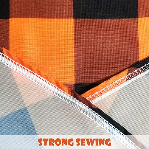 SuQKXCo Fall Orange Black Buffalo Plaid Tablecloth 60 Inch Round Polyester - Grid Pattern
