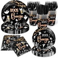 144PCS Halloween Skeleton Party Tableware Set Plates Napkins Cups Cutlery
