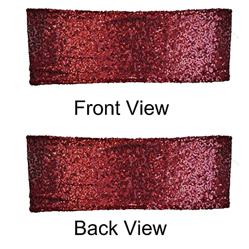 50PCS Wine Red Elastic Sequin Chair Sashes Bling Bling Party Decoration