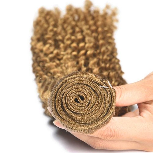 Blonde Curly Bundles Human Hair 27 Kinky Curly Bundles Honey Blonde Human Hair Bundle 12 14 16 inch #27 Wet and Wavy Bundle