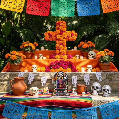 Dia de los Muertos Altar Kit with Photo Frames and Remembrance Sign - 26 Pieces