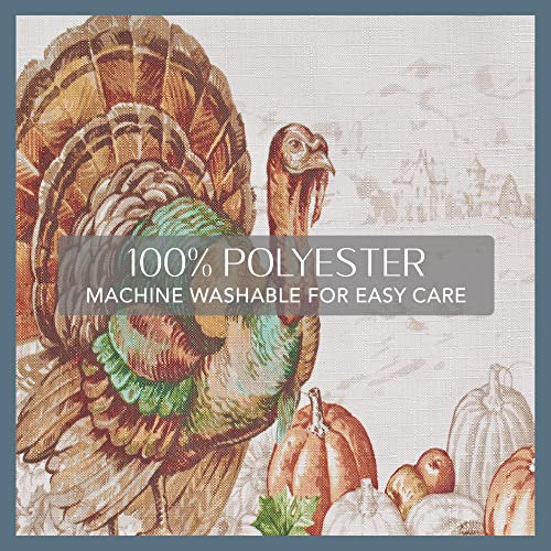 Holiday Turkey Bordered Fall Tablecloth - 120 x 60 Inch Rectangular Multicolor