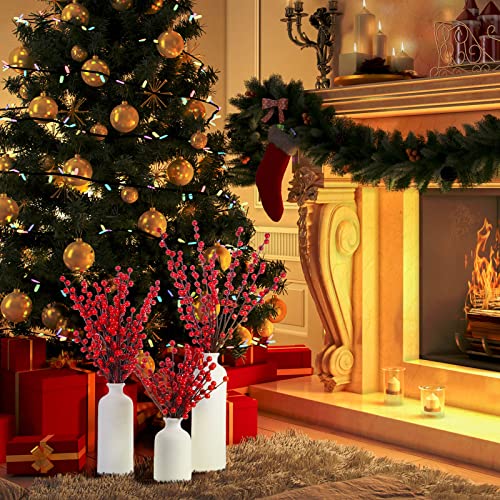 Artificial Christmas Holly Berry Stems - 20 Pcs, 3 Sizes for Holiday Decor