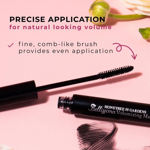 Honeybee Gardens Bellissima Volumizing Mascara - Lightweight Bold Lashes, Black Lace, Vegan & Cruelty-Free, 0.13 oz