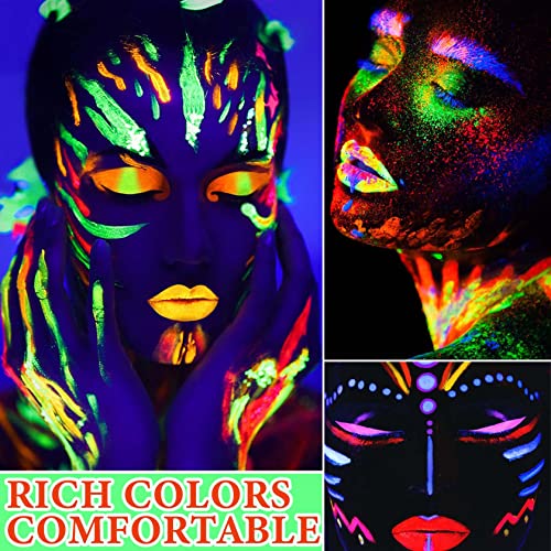 Multicolor Glow in the Dark Face & Body Paint Set - Neon UV Makeup for Parties