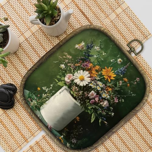 KSDUT Bathroom Wall Art Decor - Retro Dark Green Botanical Canvas Frame - Bath-9
