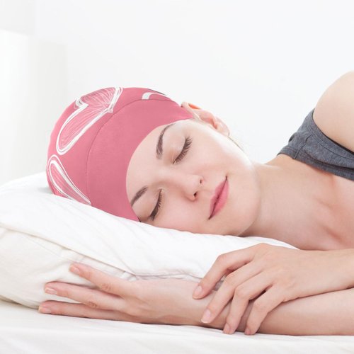 ElliTarr Beanie Hat Satin Bonnet Lined Sleep Cap Hair Wrap Cover Slouchy Beanie for Curly Hair Protection for Gifts for Men Women Pink Hearts Valentine