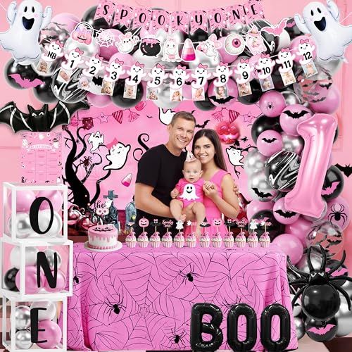 Pink Spooky First Birthday Decorations Kit for Girls Halloween Party - Variation: Pink