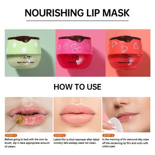 8PCS Bee Lip Balm Pot, Fruit Moisturizing Propolis Lip Mask, Lip Mask Overnight Moisturizing Lip Balm Hydrating Prevention Dry and Crack Lip Scrubs Exfoliator Lip Wrinkle Care Products (SET B)