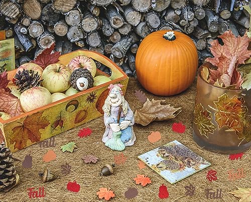 Fall Confetti for Table Decor 200PCS Autumn Harvest Pumpkin Leaves & Maple Shapes