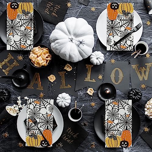 Halloween Paper Napkins 100-Pack Scary Cobweb Pumpkins 3-Ply Disposable Tableware
