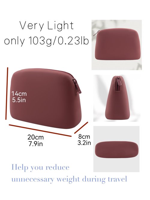 Gudahower Foldable Silicone Makeup Bag Large Capacity and Lightweight Toiletry Bag for Travel Waterproof Cosmetic Bag with Zipper for Women Girls (Crimson)