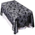 Halloween Bat Spider Web Tablecloth - 60x104 Inch Black Lace Decor with Bat & Cobweb Design - Spooky Party Table Cover