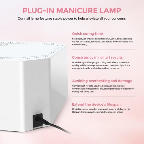 Lavinda 54W Corded UV LED Nail Lamp for Gel Nails - Plug-in Professional Nail Dryer with Fast Curing, 4 Timers, Touch Screen, Compatible with All Gel Polishes (White)