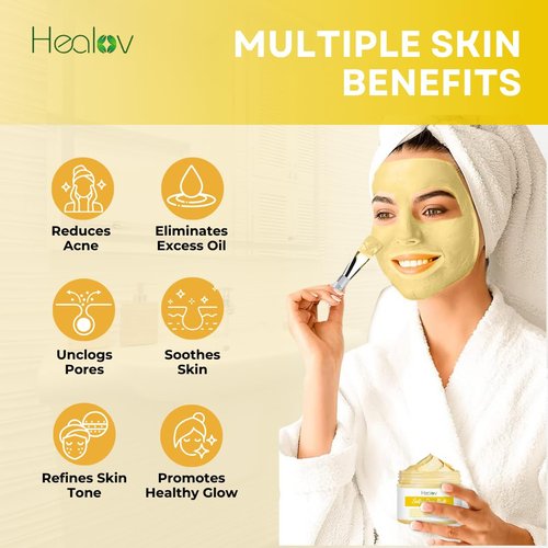 Skiennix Sulfur Face Mask - All-Natural Clay Mask for Glowing Skin | Acne Treatment & Oil Control