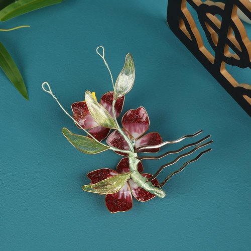 Cayyoomm Orchid Flower-making liquid Flowers Hanfu Hair pin Chinese Ancient Hairpin Headwear Classical Hair Pin Han Element (Orchid)