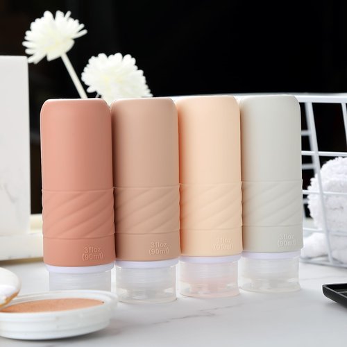 Gemice Travel Bottles for Toiletries, Tsa Approved 3oz Portable Travel Bottles, BPA Free Leak Proof Squeezable Travel Size Containers, Travel Accessories for Shampoo Conditioner Lotion (4 Pack)