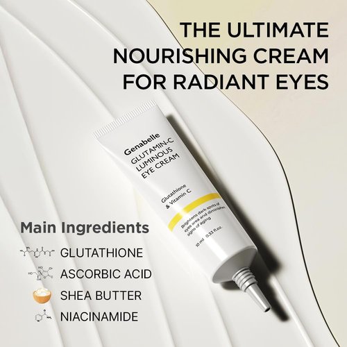Genabelle Glutamin-C Luminous Eye Cream - Illuminating Formula with Glutathione & Vitamin C - Reduces Puffiness & Fine Lines - 0.33 fl oz