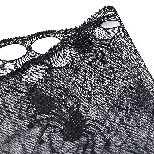 VALICLUD 2pcs Halloween Lace Window Curtain Spiderweb Bats Door Decor