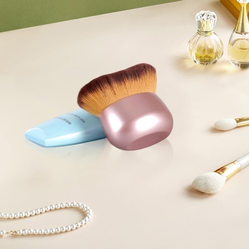 Extra Large Body Makeup Brush Kabuki Brush for Foundation & Bronzer, 75 mm Wide-headed Kabuki Brush Provides More Even&Pretty Application, Sunscreen Face&Back Makeup Brush, Wet & Dry Use (Rose)
