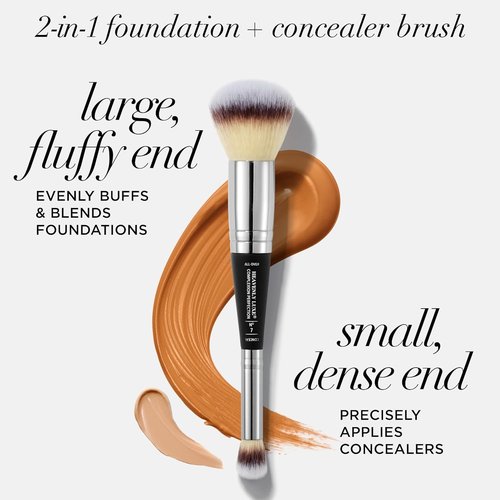IT Cosmetics CC+ Cream - Full Coverage Foundation with SPF 50+ | Fair Beige (1.08 fl oz) & Brush #7 for Blending