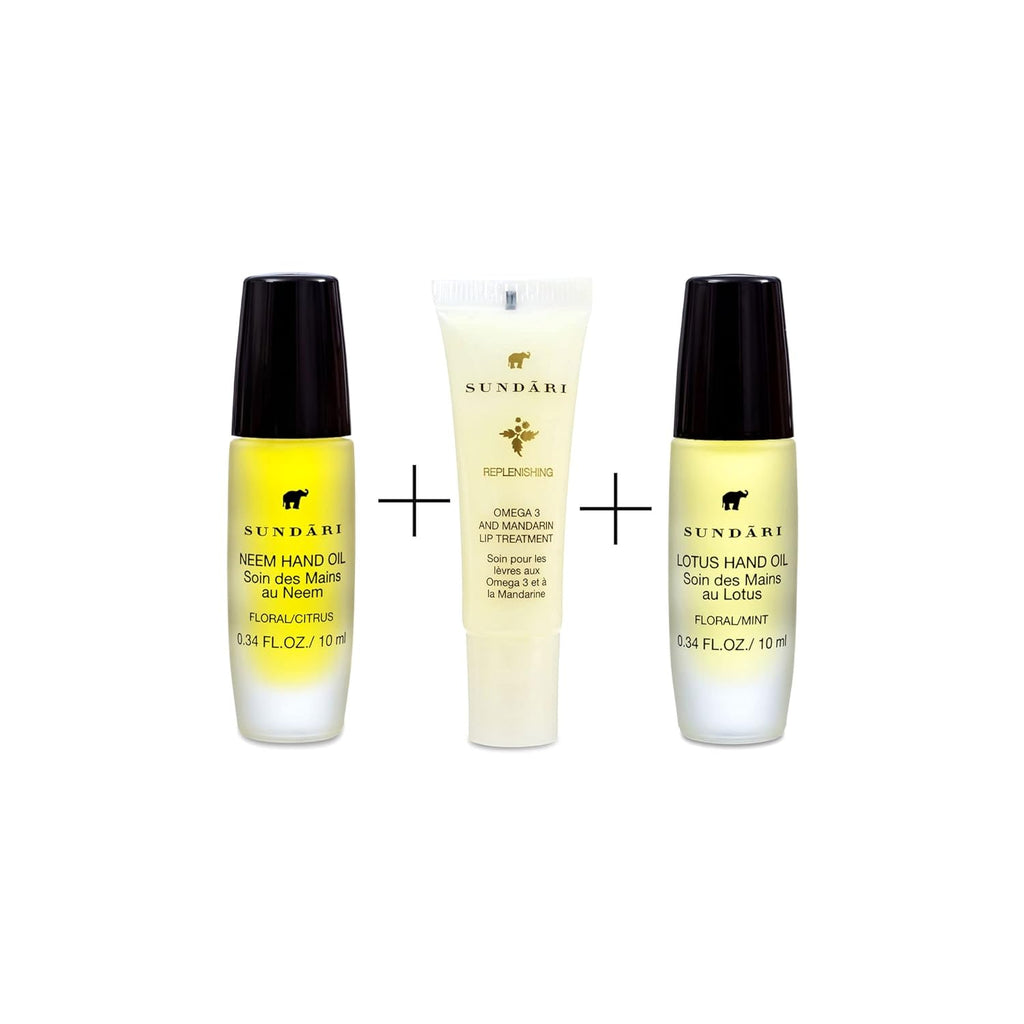SUNDARI Hand and Lip Care Set - Nourishing Moisturizers for Soft Skin | Ideal Gift Set