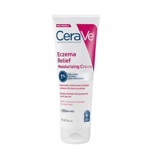 CeraVe Eczema Relief Moisturizing Cream with Colloidal Oatmeal, Shea Butter & Vitamin E For Dry Skin & Itchy Skin Relief, Steroid Free & Paraben Free, 8oz