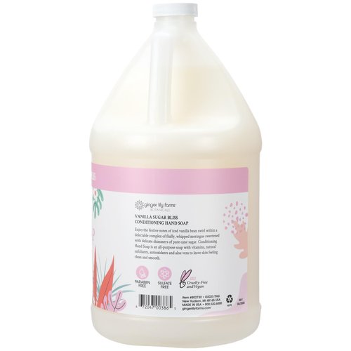Ginger Lily Farms Botanicals Conditioning Liquid Hand Soap Refill, 100% Vegan & Cruelty-Free, Vanilla Sugar Bliss Scent, 1 Gallon (Pack of 4)