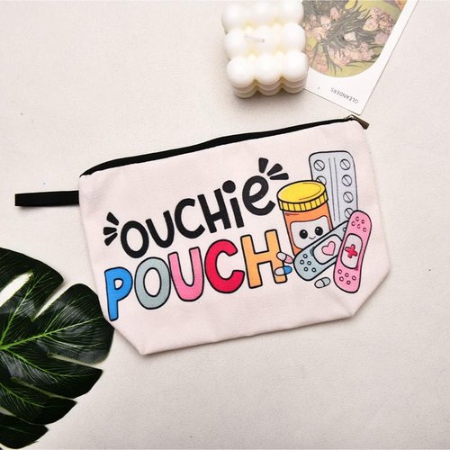 The Ouch Pouch Medicine First Aid Bag for Travel Camping Toiletry Bags with Zipper First Aid Kit Meds Storage Bag Funny Ouchie Pouch for Daughter Friend Birthday Christmas Gifts for Women Men