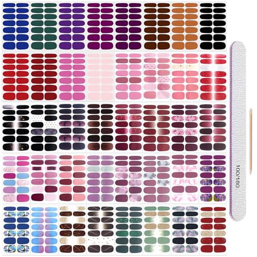 Nail Wraps & Strips Set - Mix Style, Long-Lasting Gel Manicure Kit for Women