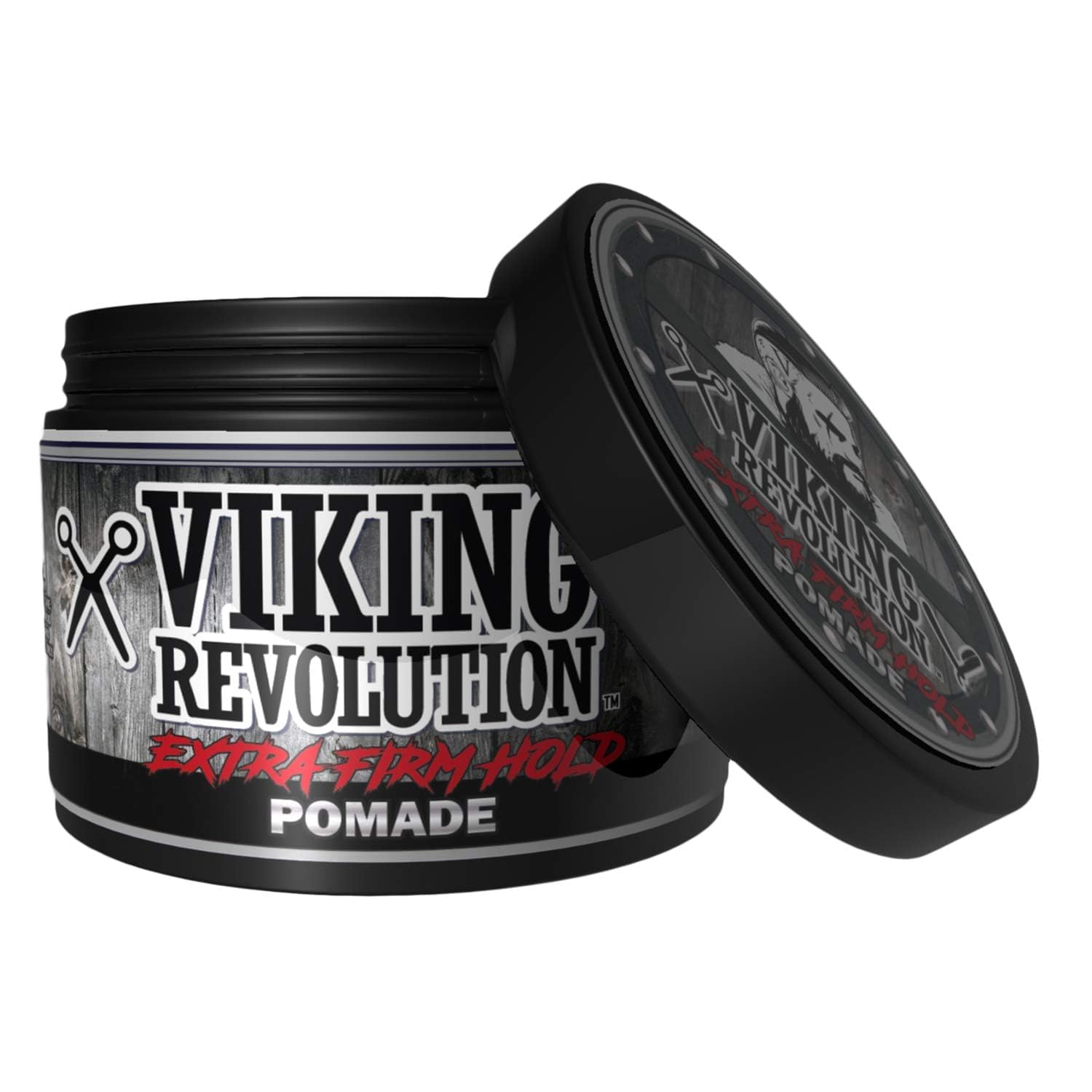 Viking Revolution Extreme Hold Pomade for Men - Extra Firm Hold & High Shine - Water-Based, Easy to Wash Out, 4oz
