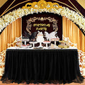 9ft Black Tulle Table Skirt with Gold Trim for Party Wedding Baby Shower