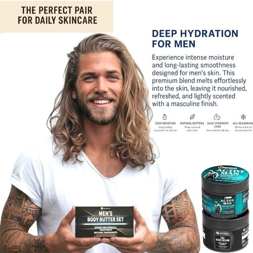 Body Butter for Men Pack of 2, Cologne Scented Moisturizer Gift Set for Men