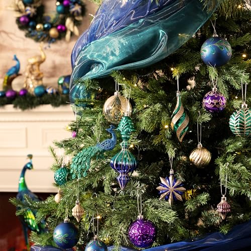 Christmas Tree Ornaments Set - 80 Shatterproof Holiday Decorations with Variety of Patterns and Finishes