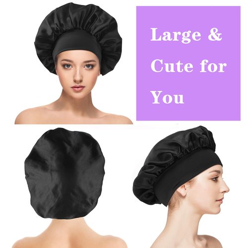 12pcs Large Satin Bonnets for Sleeping, Silky Hair Bonnet for Black Women Braid Curly Hair