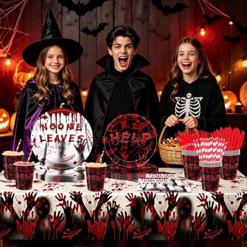 Halloween Bloody Party Supplies Set for 24 Guests - Tableware & Decorations