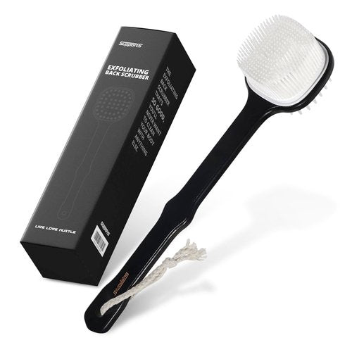 Silicone Body Scrubber for All Skin Types Dual Sided Silicone Brush for Full Body Deep Cleansing and Exfoliation, Ergonomic White Back Scrubber