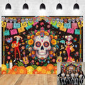 Day of the Dead Backdrop Vinyl Sugar Skull Floral Mexican Fiesta Photography Background 8x6FT - Variation of THIS listing